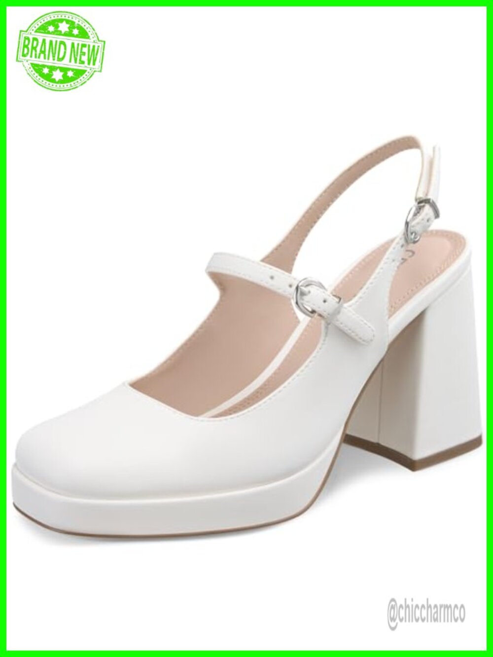 Chunky Platform Mary Jane Pumps Closed Toe Slingback Heels